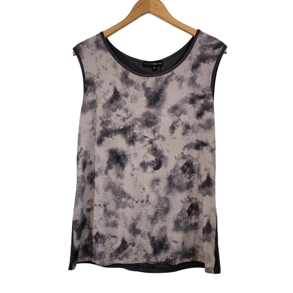 YUNI LOS ANGELES Sleeveless‎ Top Blouse Gray Black Womens Size Medium EUC